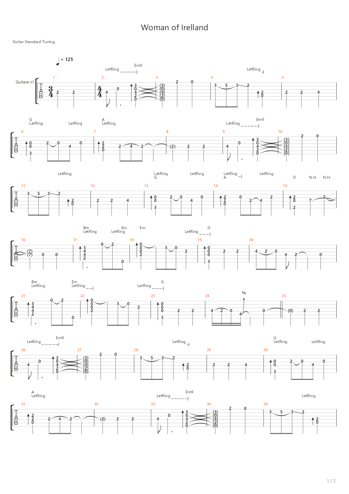 Women Of Ireland吉他谱