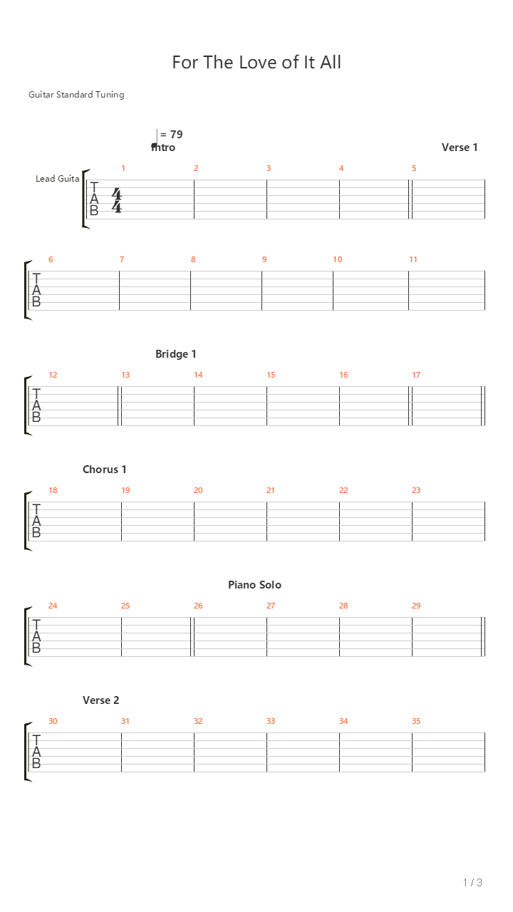 For The Love Of It All吉他谱