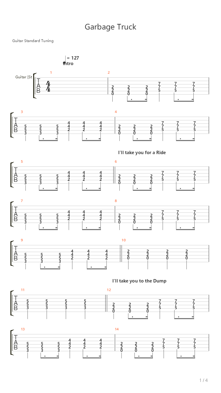 Garbage Truck吉他谱