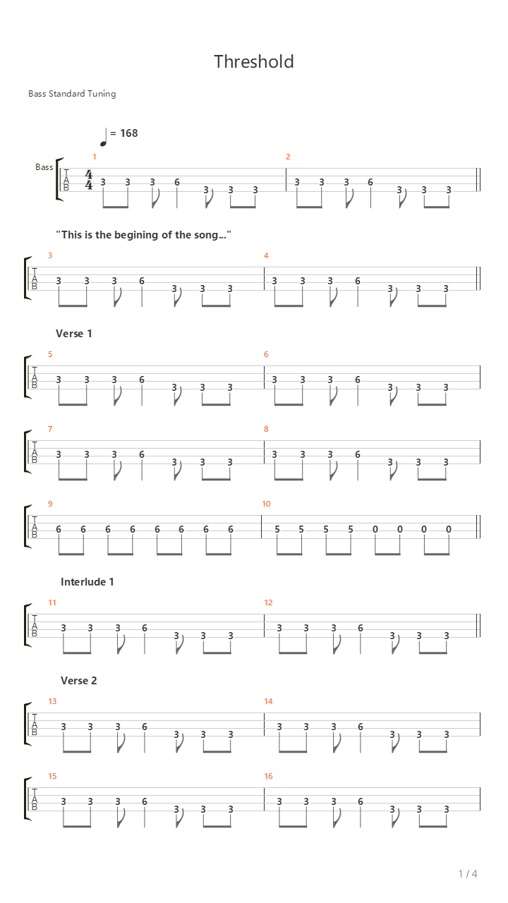 Threshold吉他谱