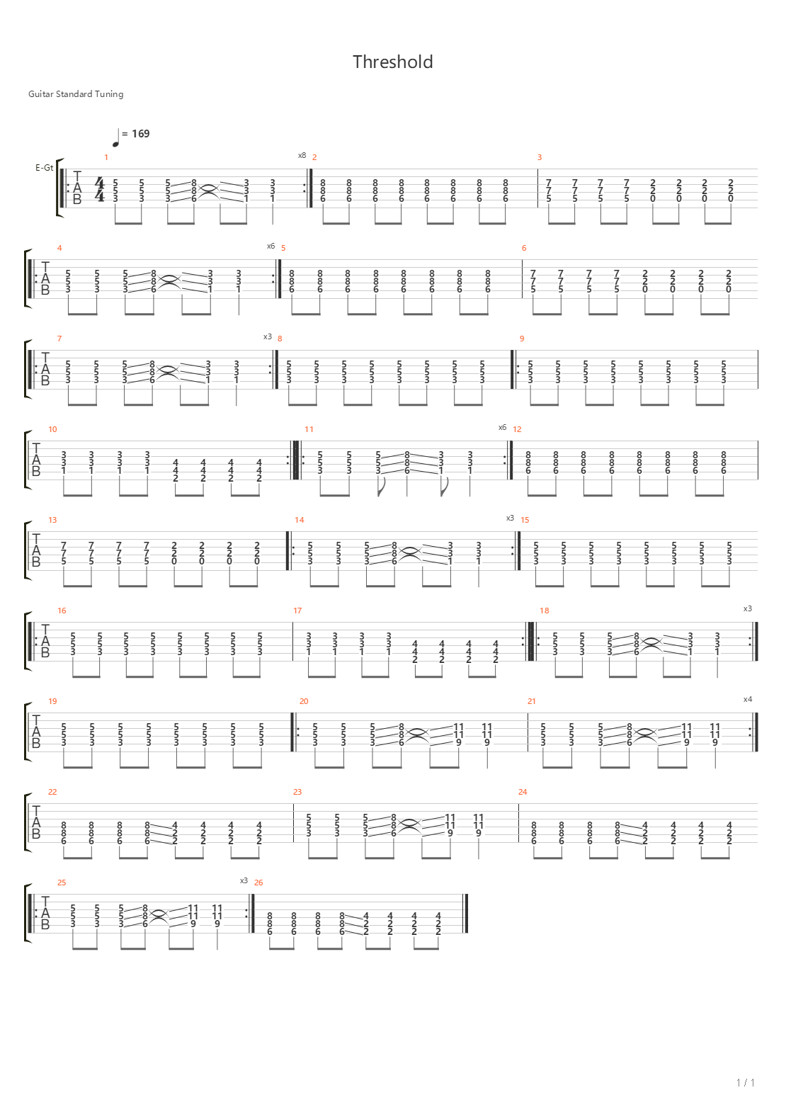 Threshold吉他谱