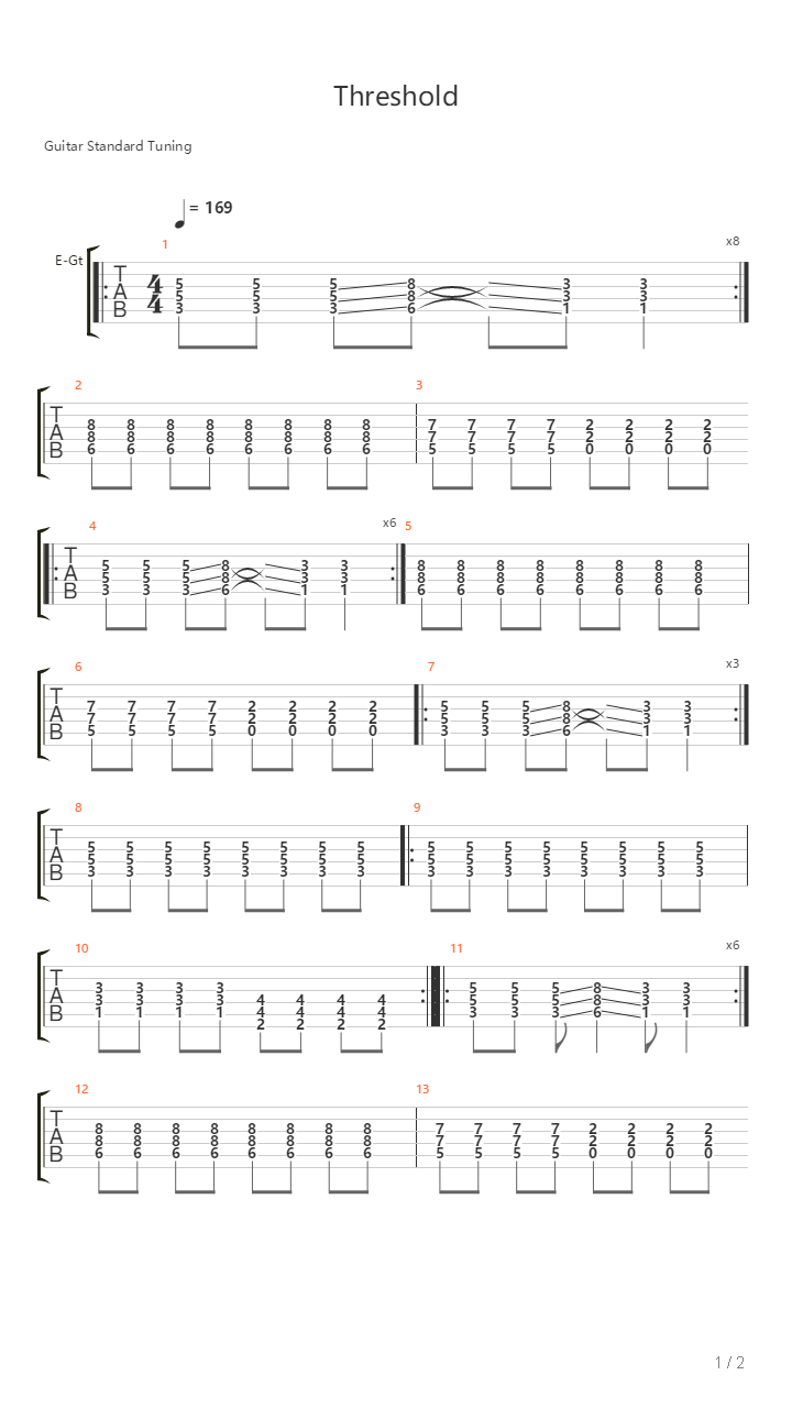 Threshold吉他谱