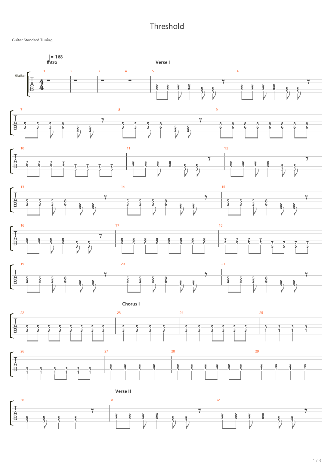 Threshold吉他谱