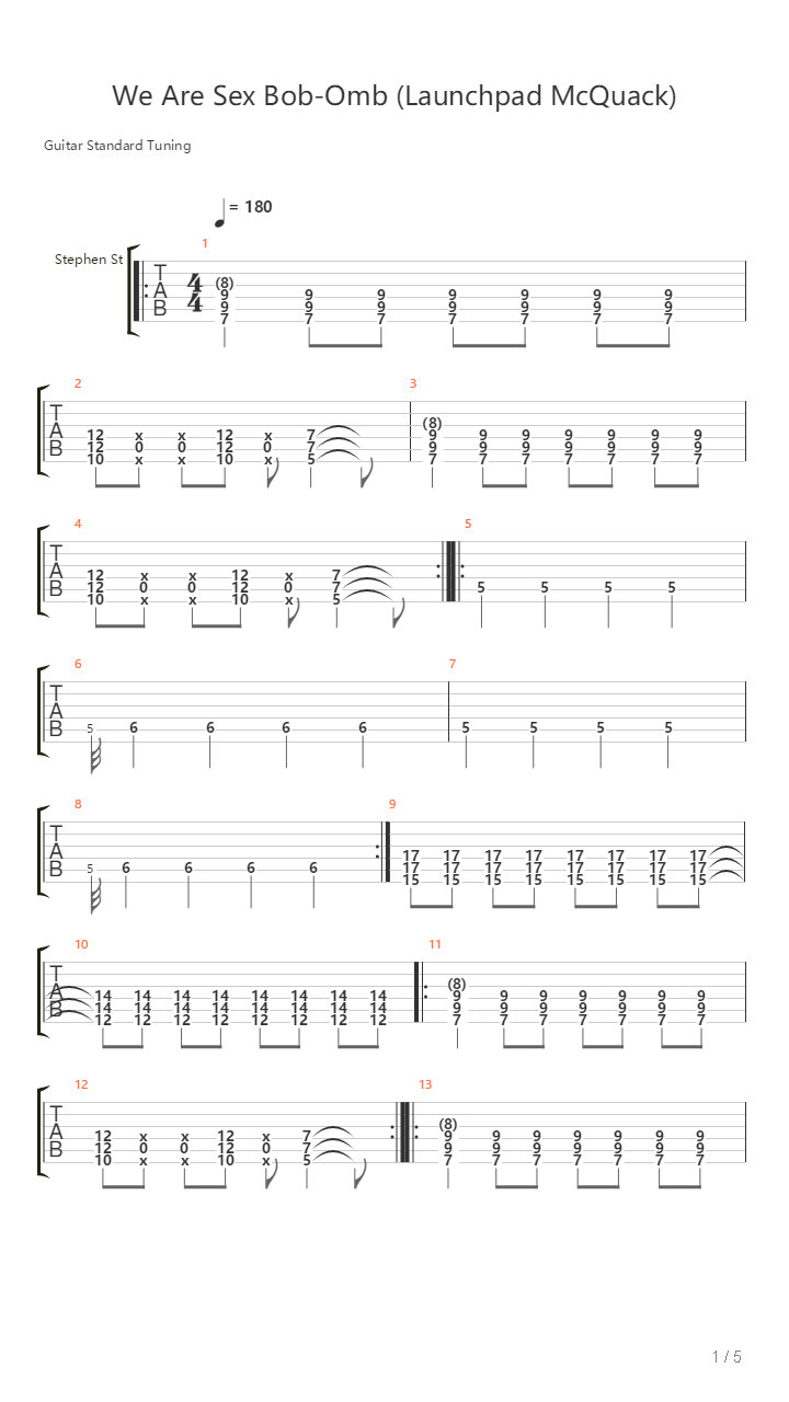 We Are Sex Bob-omb吉他谱