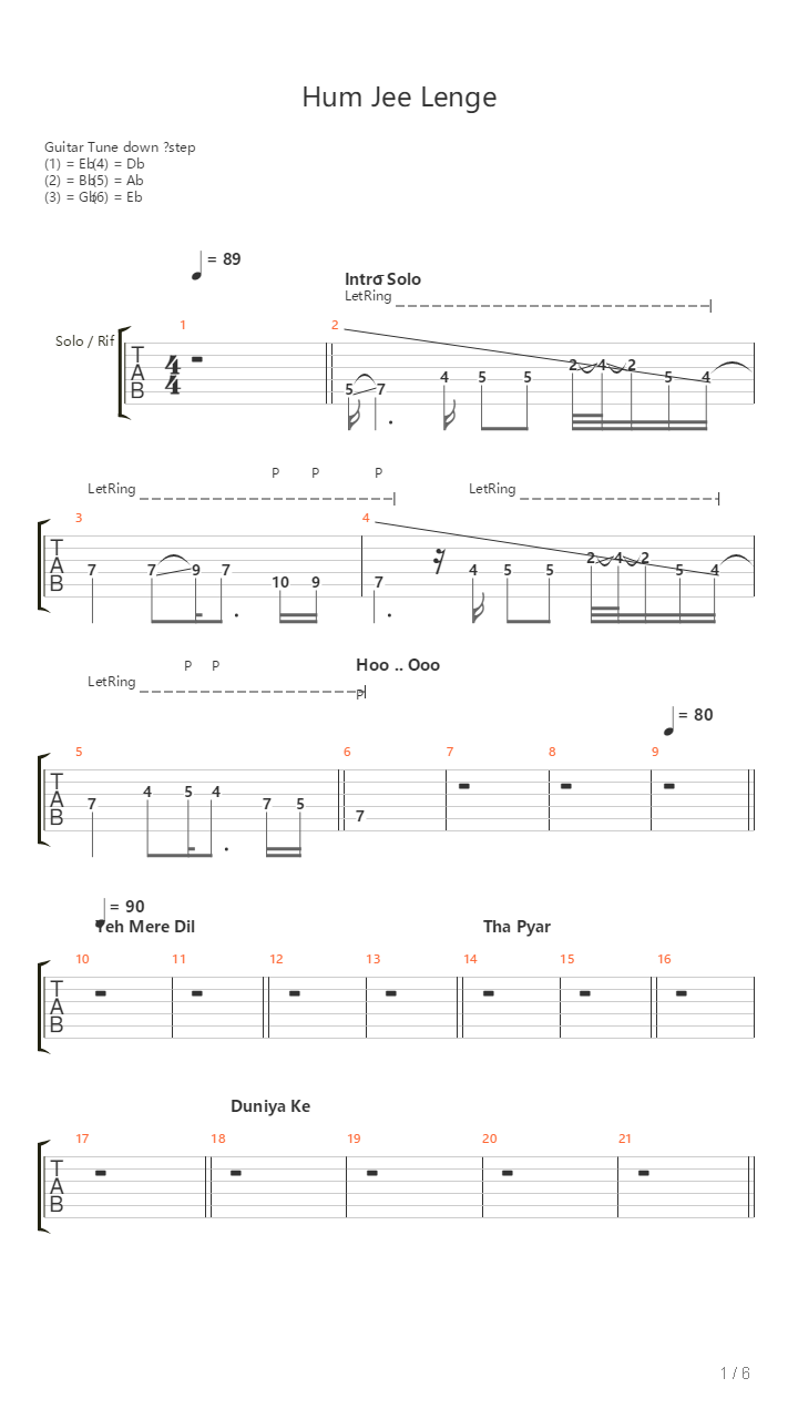 Hum Jee Lenge吉他谱