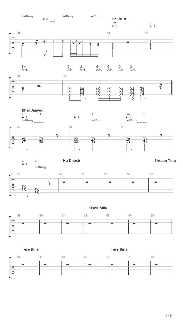 Hum Jee Lenge吉他谱