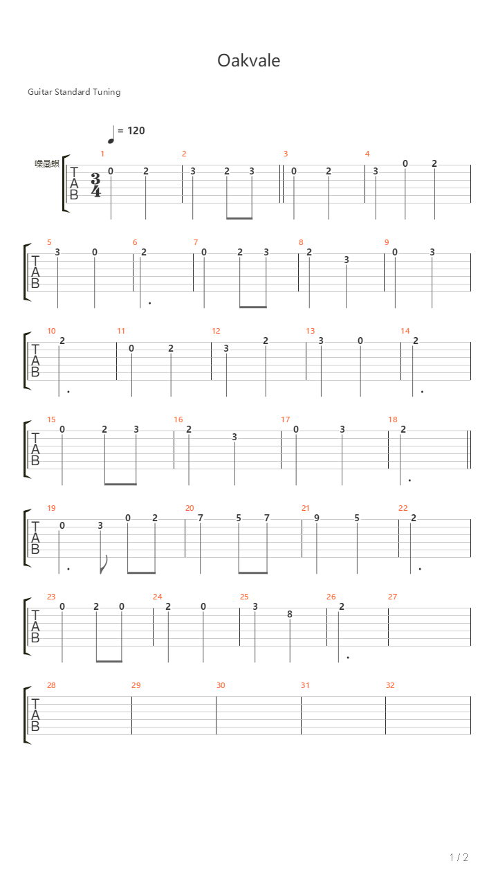 Oakvale吉他谱