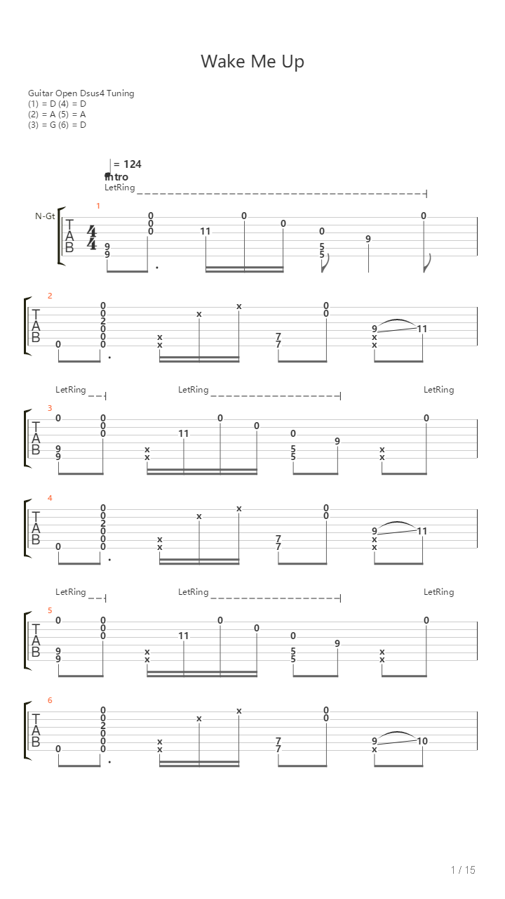 Wake Me Up Percussive Guitar Avicii Cover吉他谱