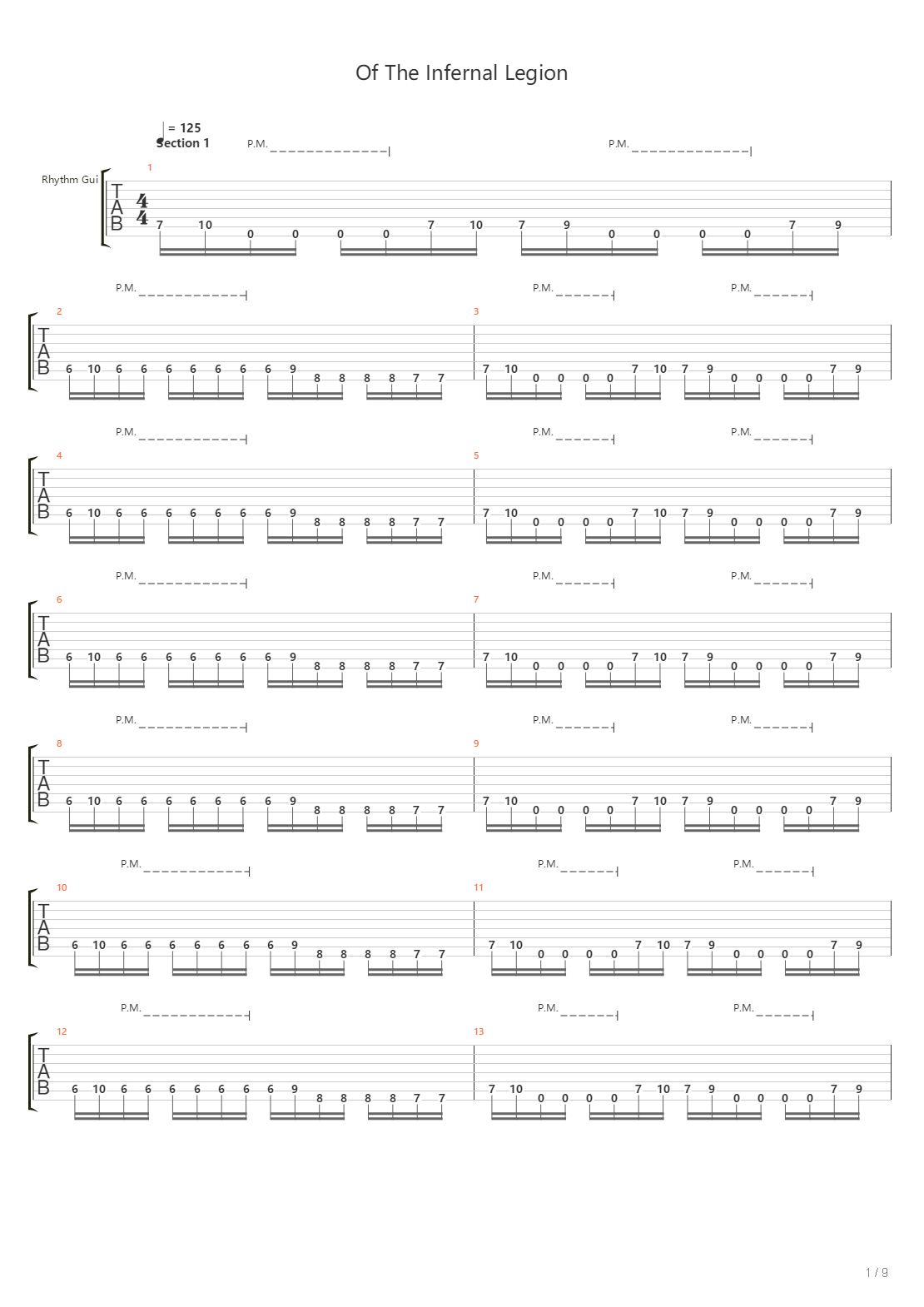Of The Infernal Legion吉他谱