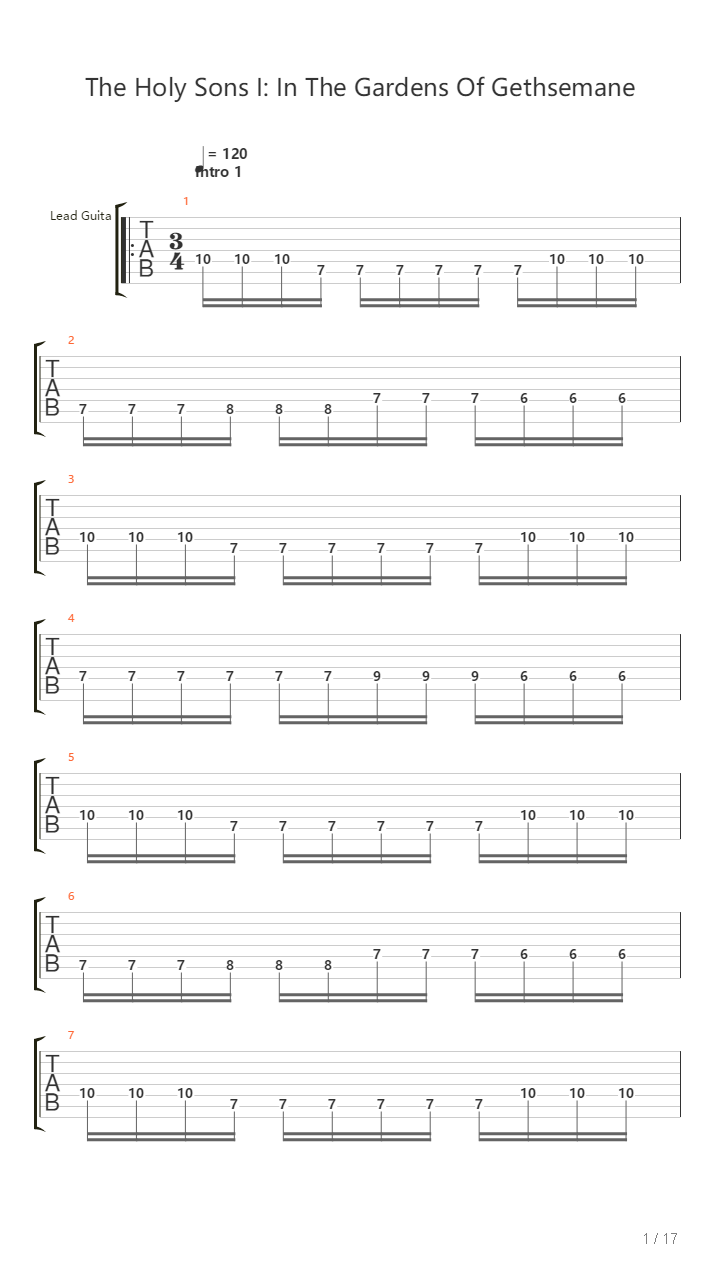 The Holy Sons I In The Gardens Of Gethsemane吉他谱