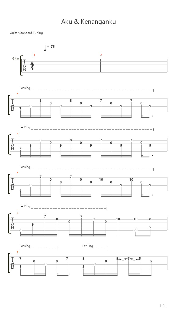 Akukau Dan Kenangan吉他谱