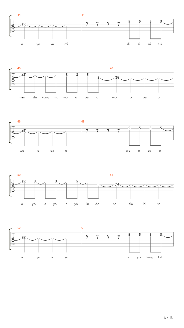 Ayo Indonesia Bisa吉他谱