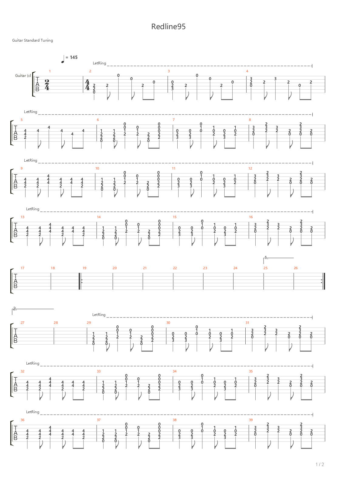 Redline 95吉他谱