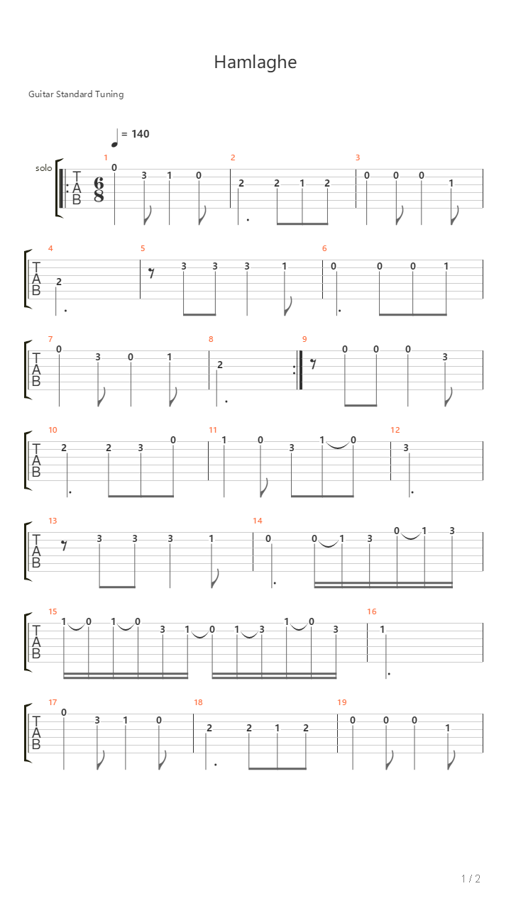 Hamlagh吉他谱