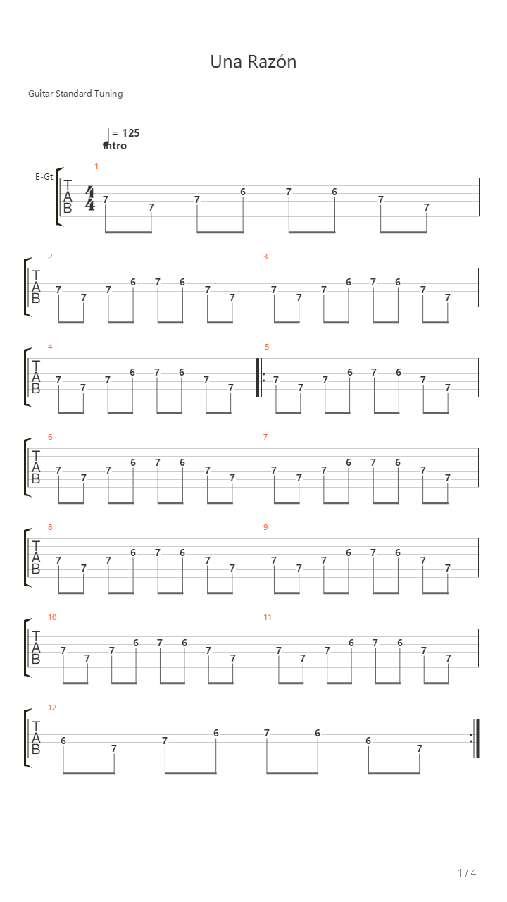 Una Razn吉他谱