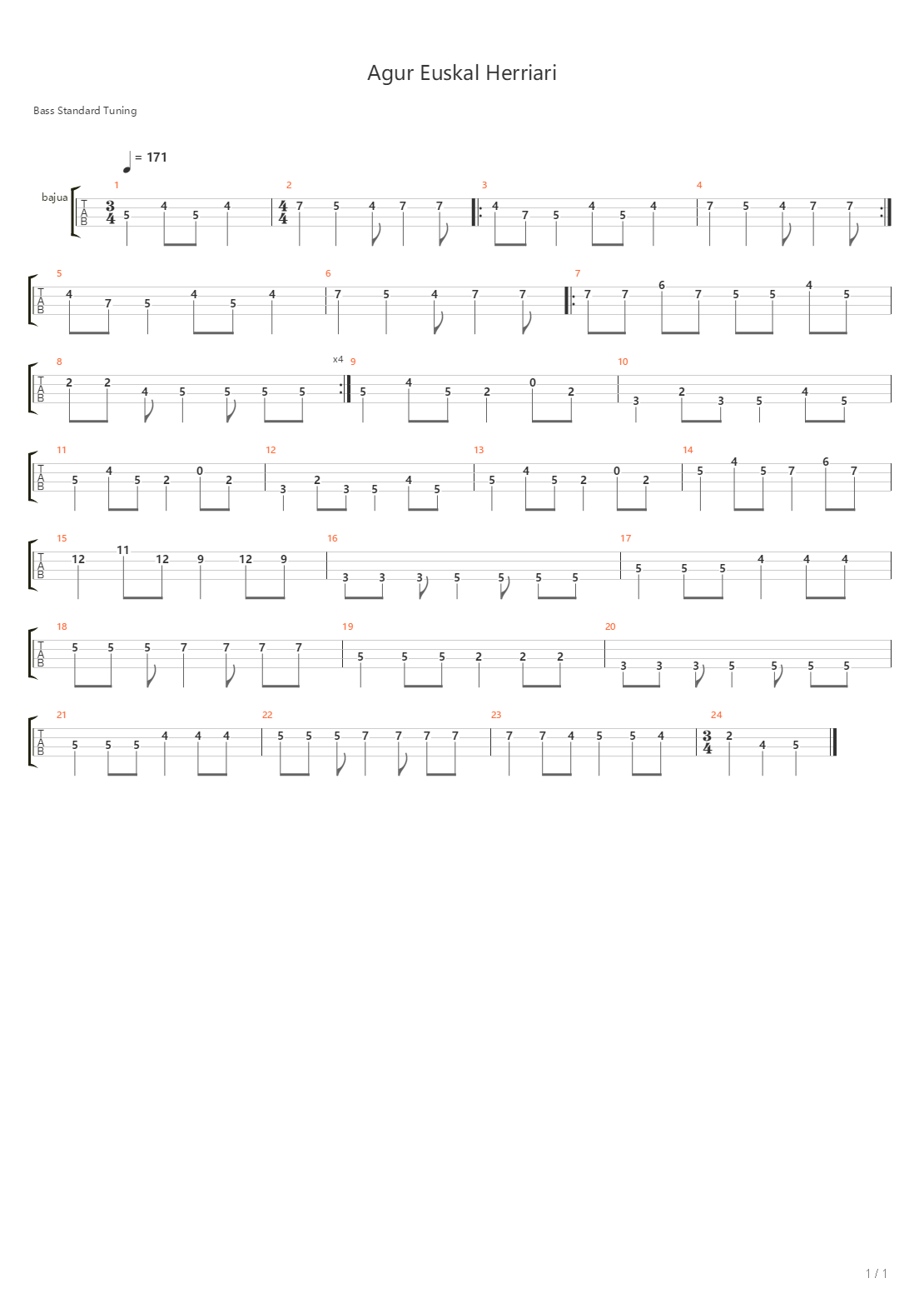 Agur Euskal Herriari吉他谱