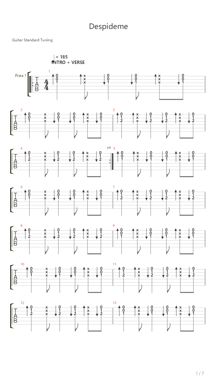 Despideme吉他谱