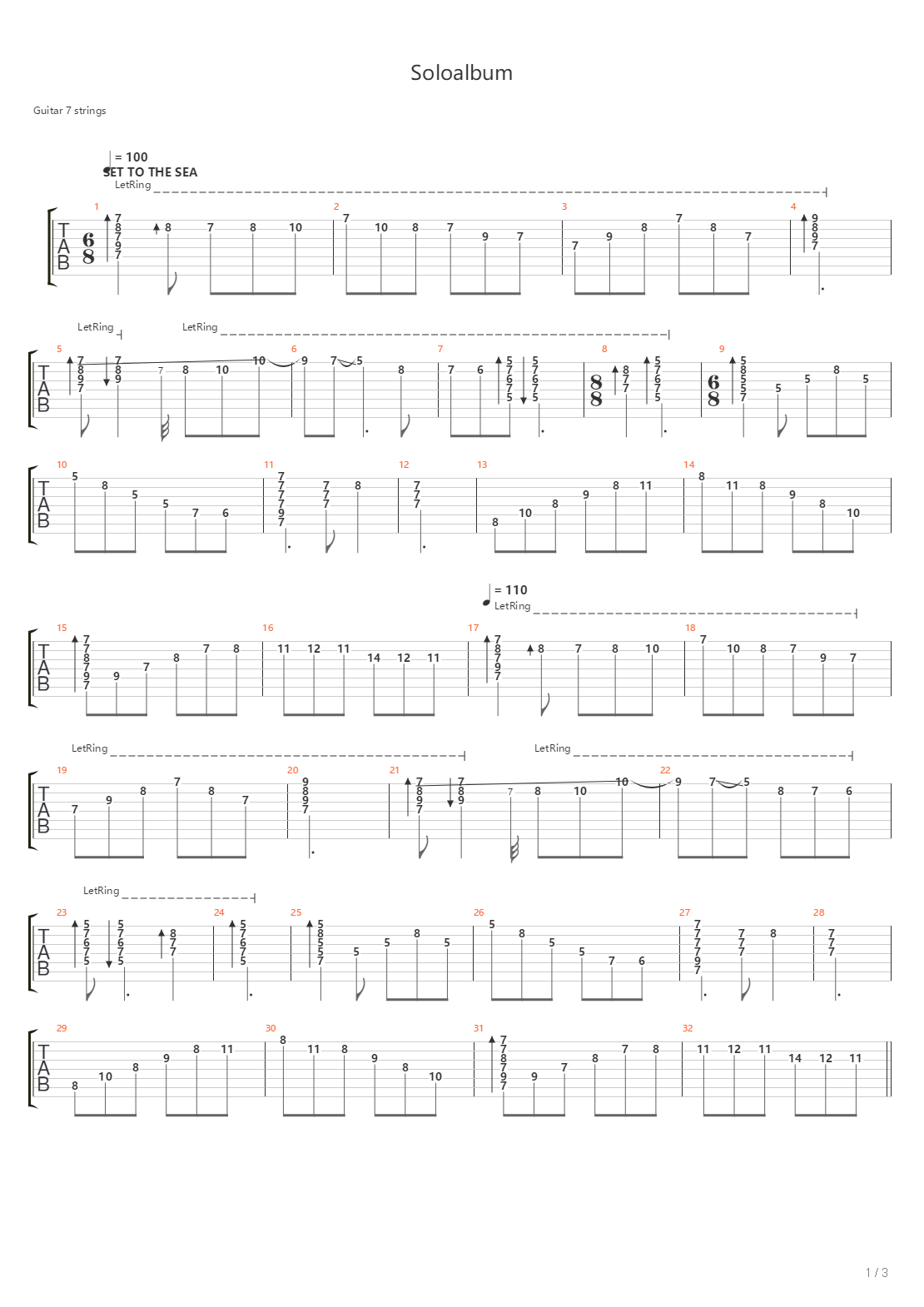 Set To The Sea吉他谱