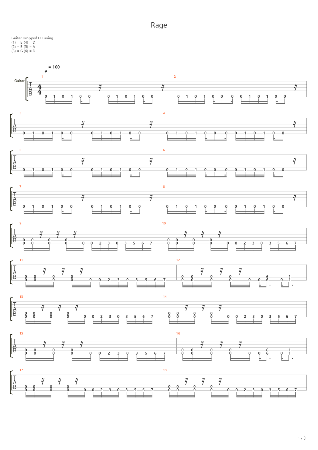 Rage吉他谱