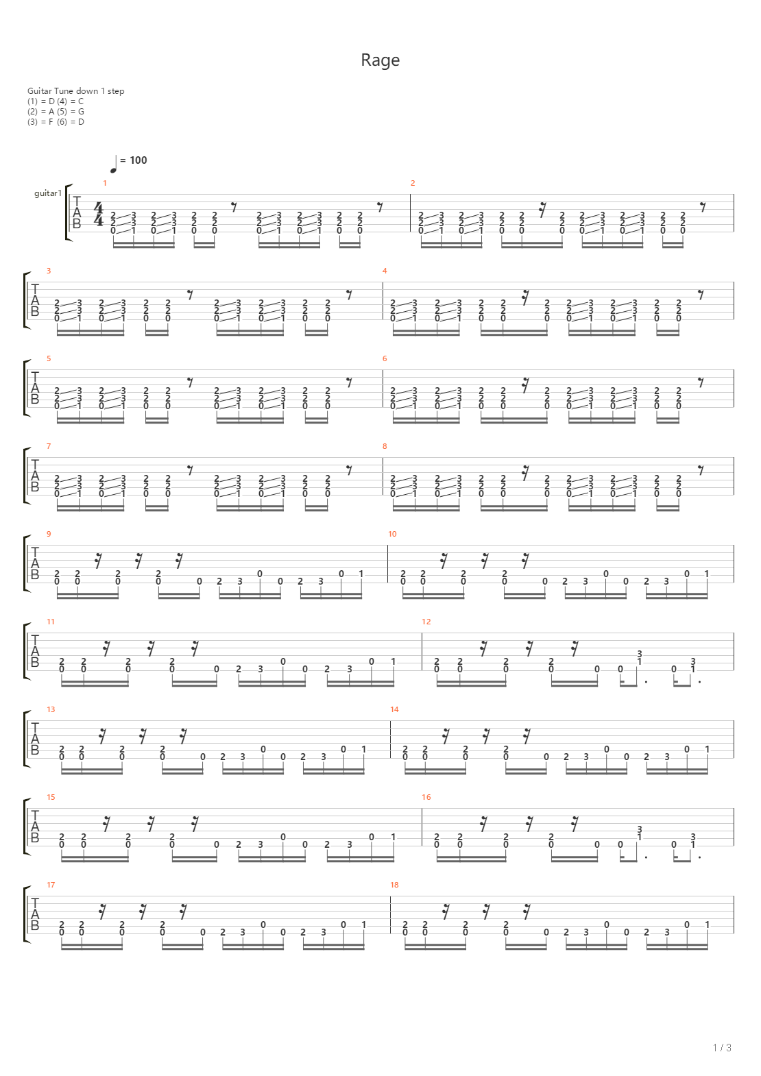 Rage吉他谱