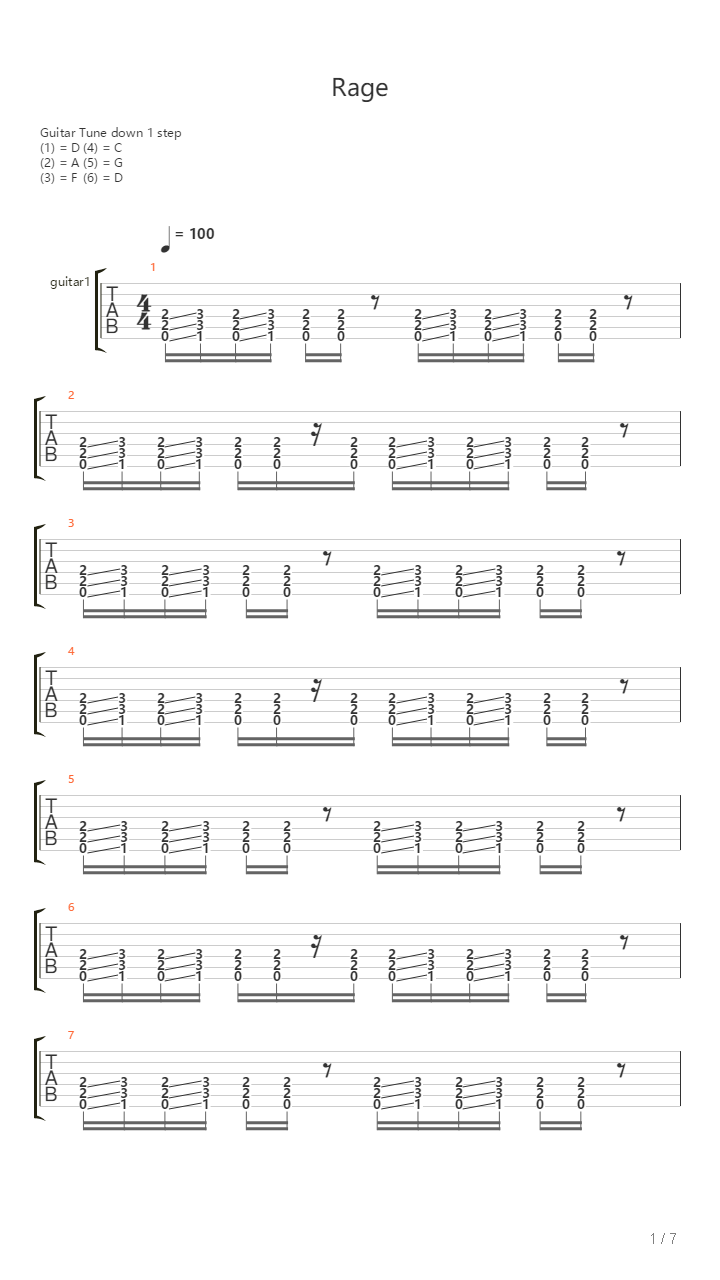 Rage吉他谱