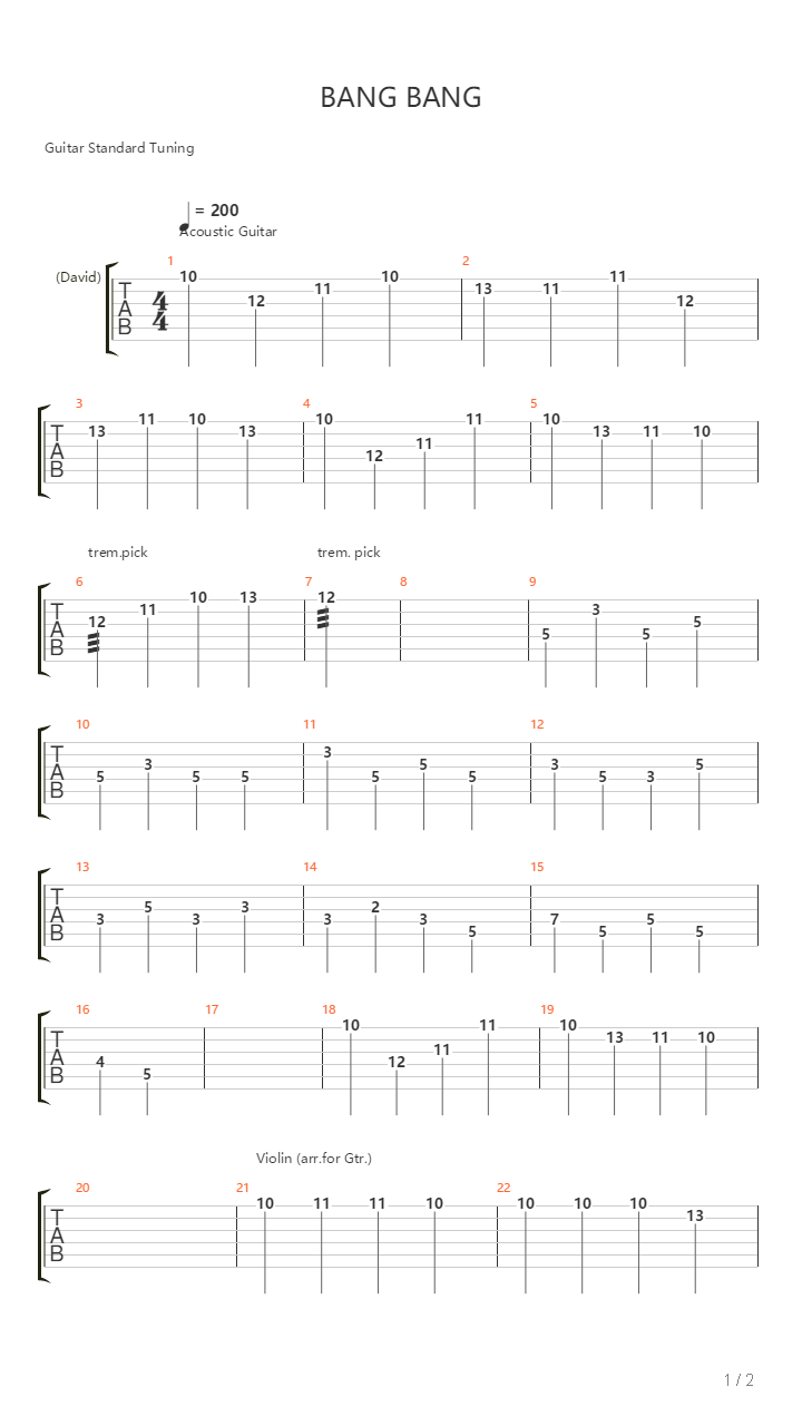 Bang Bang吉他谱