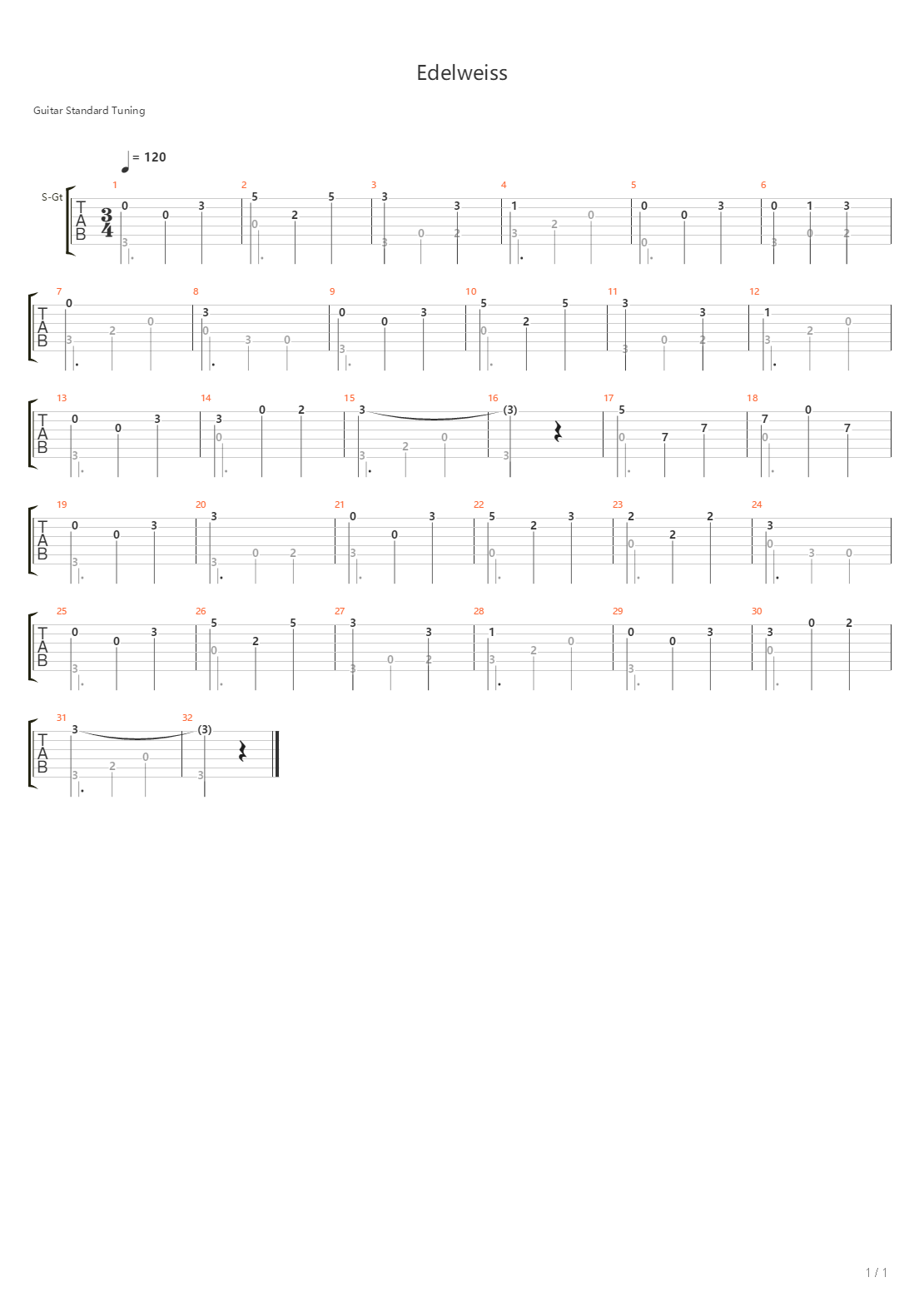 Edelweiss Classical吉他谱