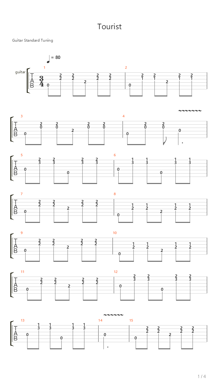 Tourist吉他谱