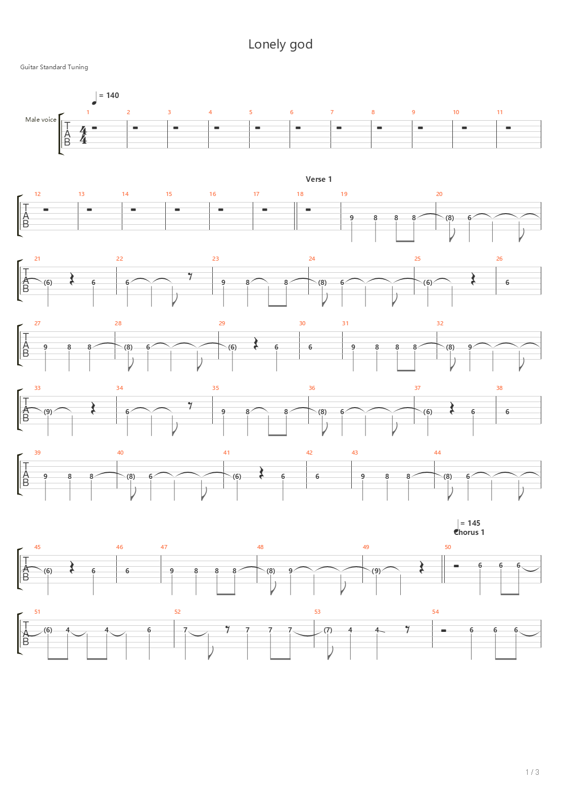 Lonely God吉他谱