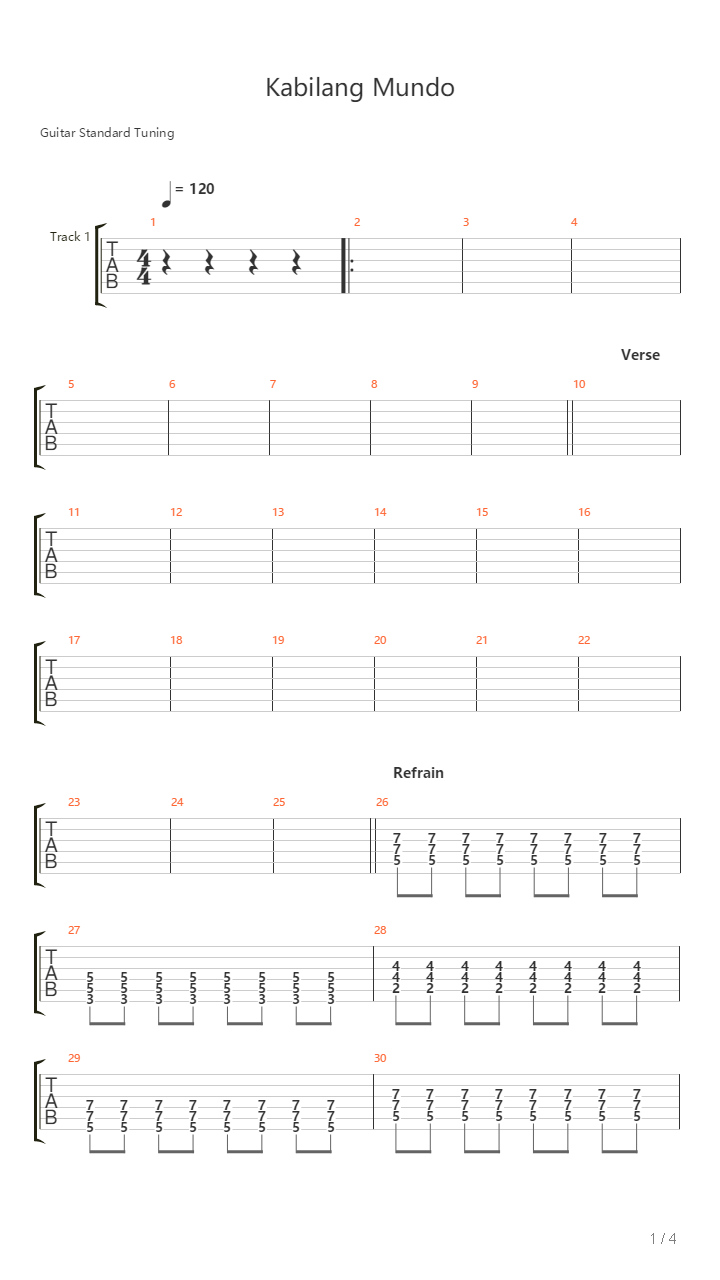 Kabilang Mundo吉他谱