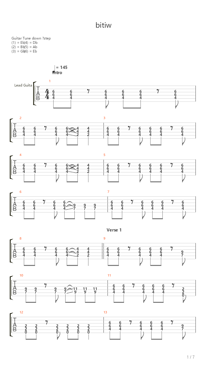 Bitiw吉他谱