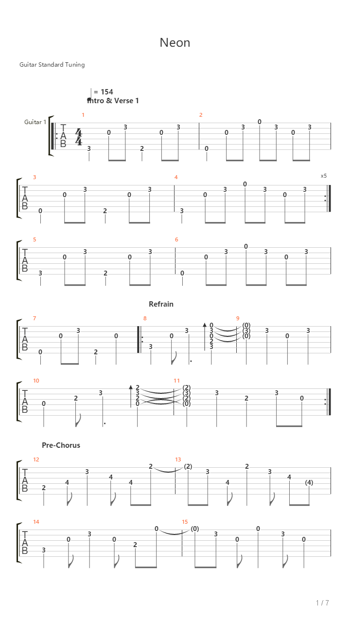 Neon吉他谱