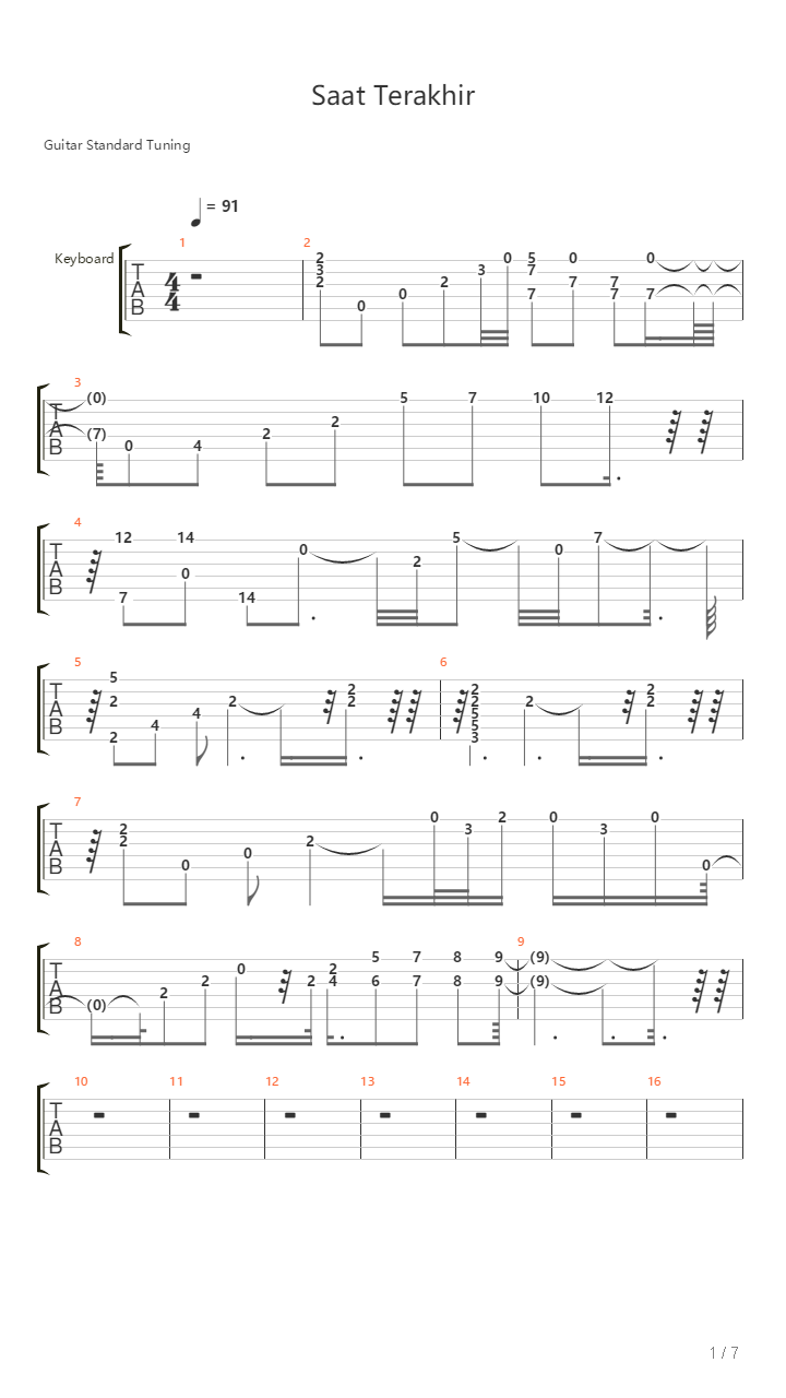 Saat Terakhir吉他谱