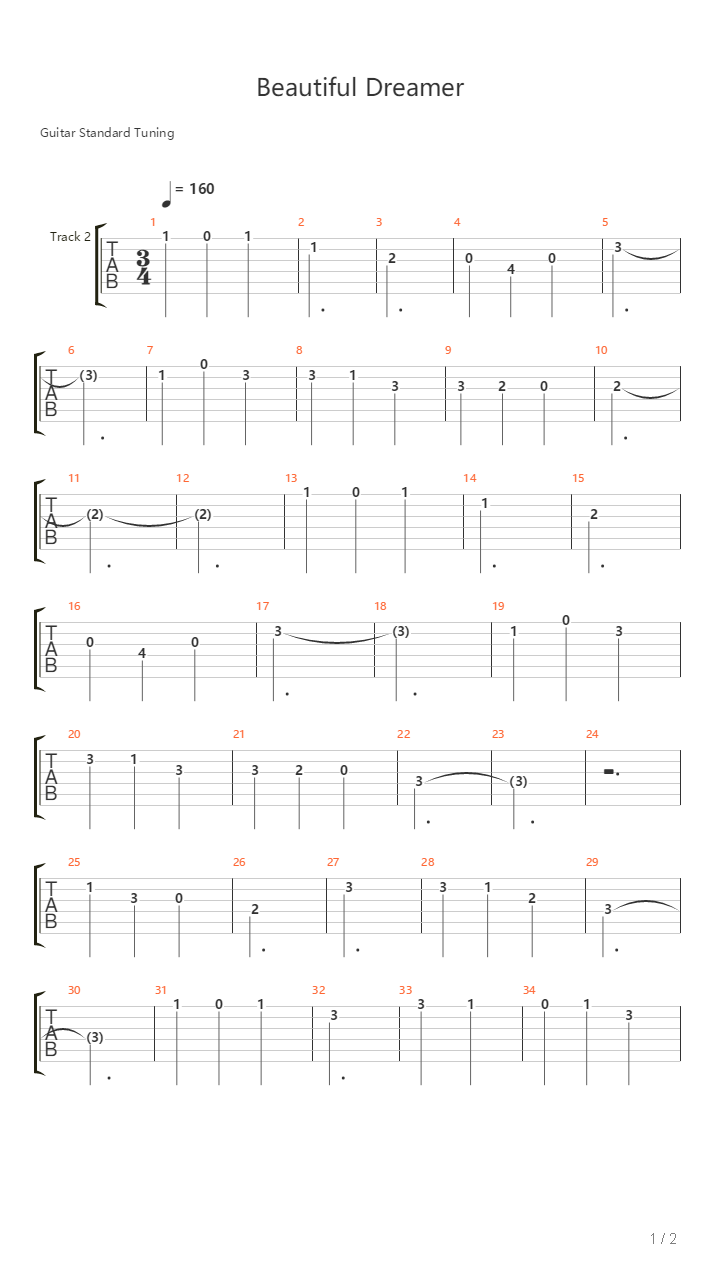 Beautiful Dreamer吉他谱