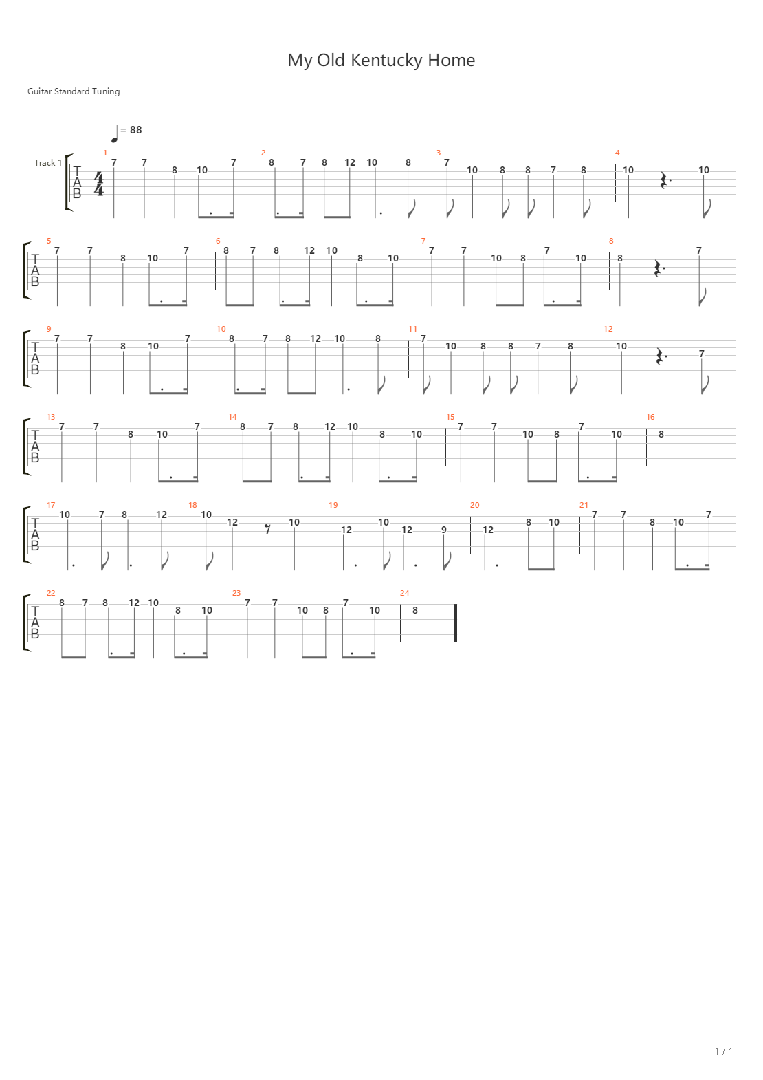 My Old Kentucky Home吉他谱