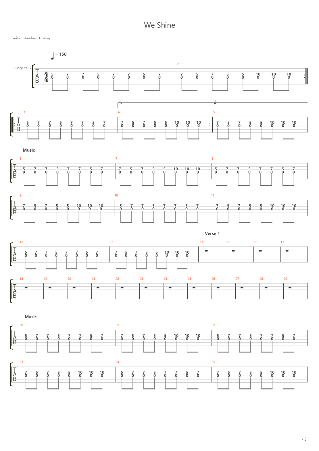 We Shine吉他谱