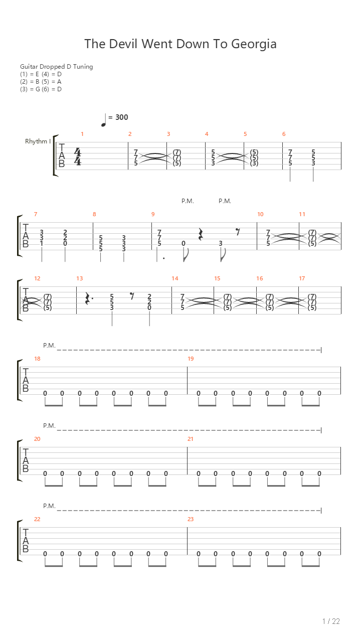 Devil Went Down To Georgia吉他谱