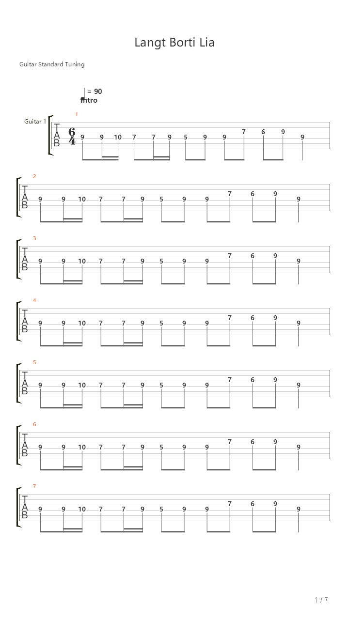 Langt Borti Lia吉他谱