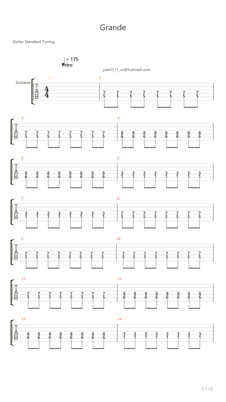 Grande吉他谱