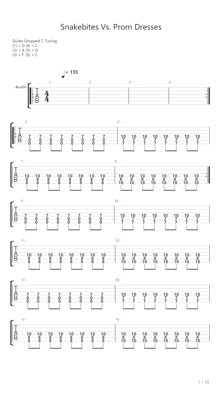 Snakebites Vs Prom Dresses吉他谱