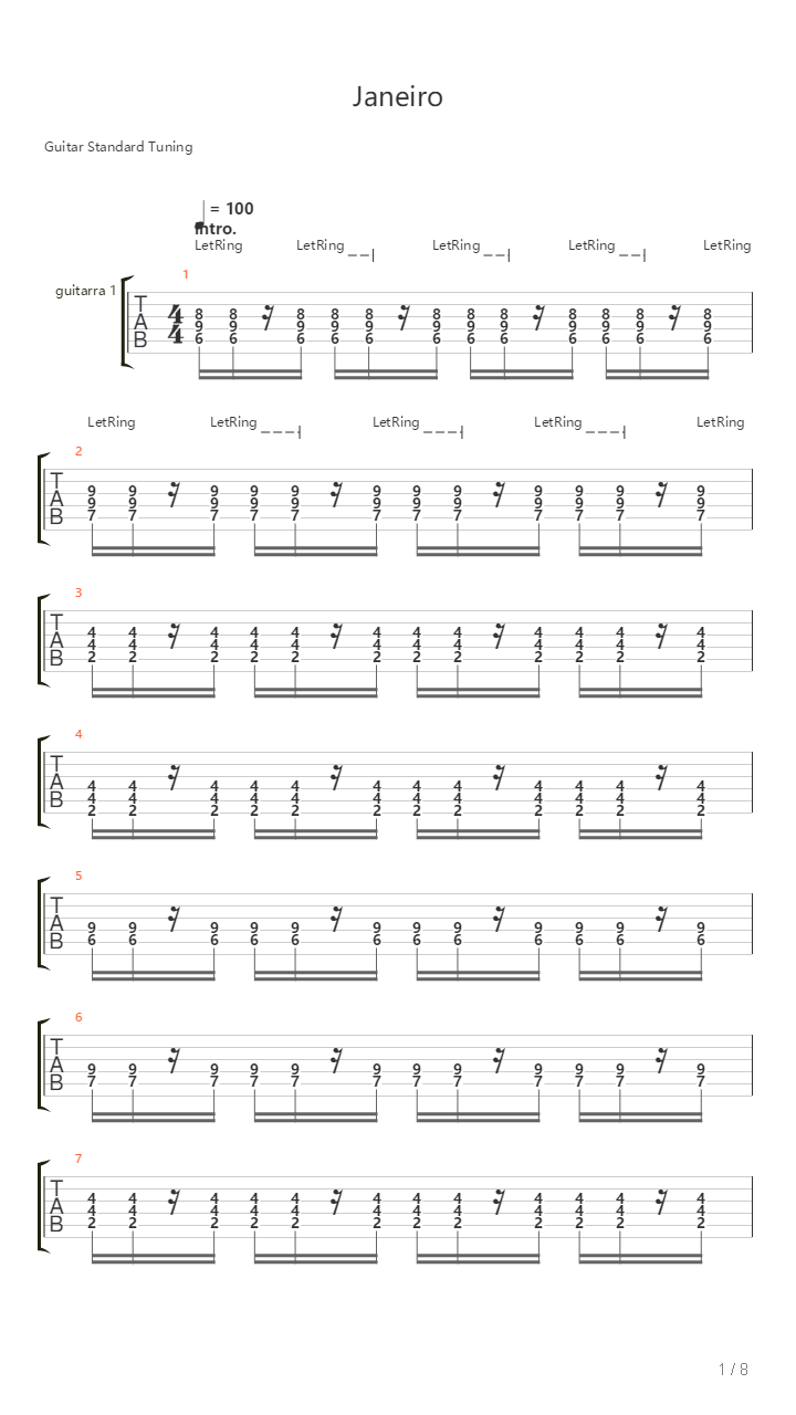 Janeiro吉他谱