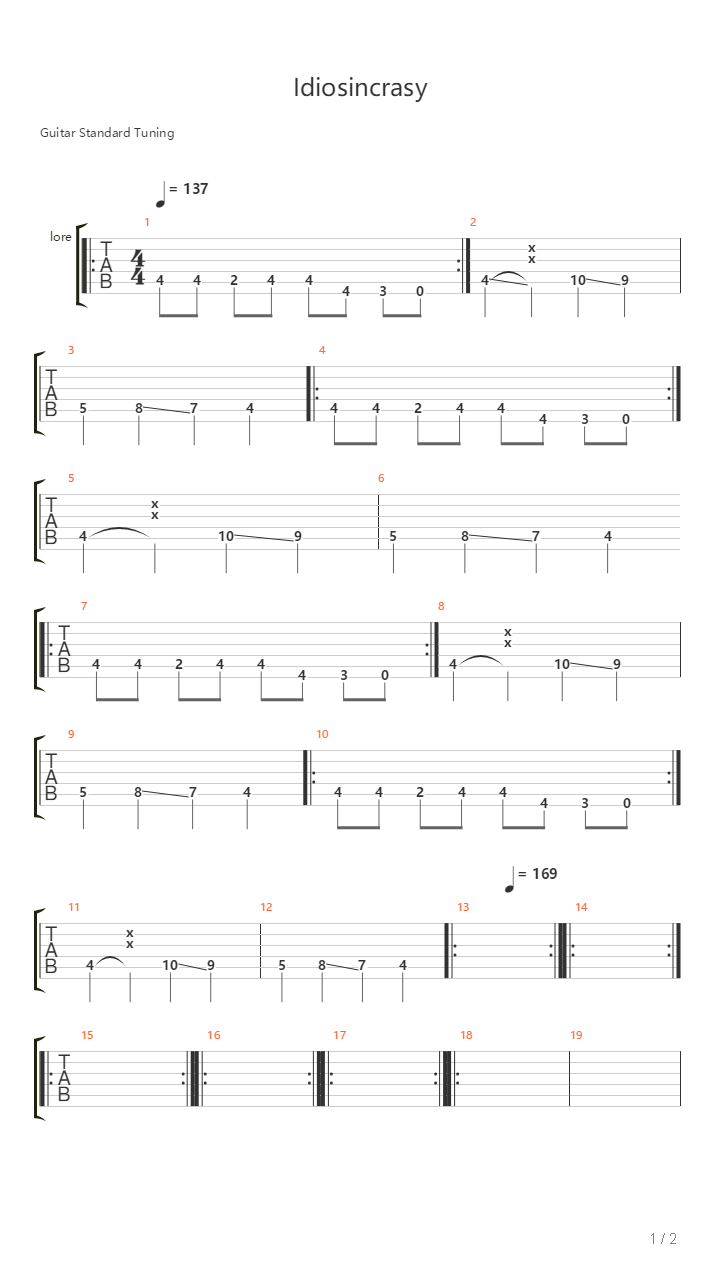 Idiosincrasy吉他谱