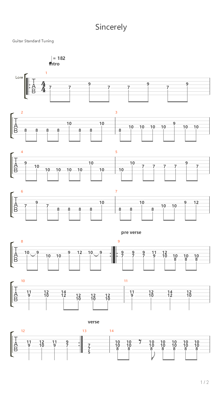 Sincerely吉他谱