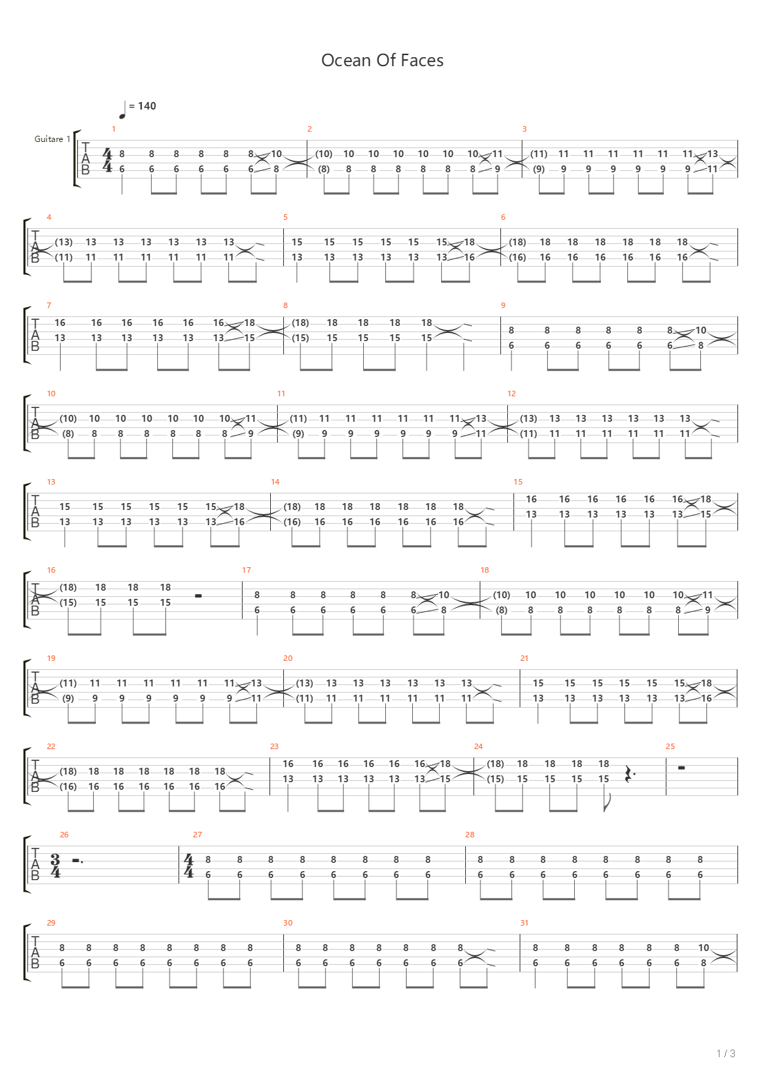 Ocean Of Faces吉他谱