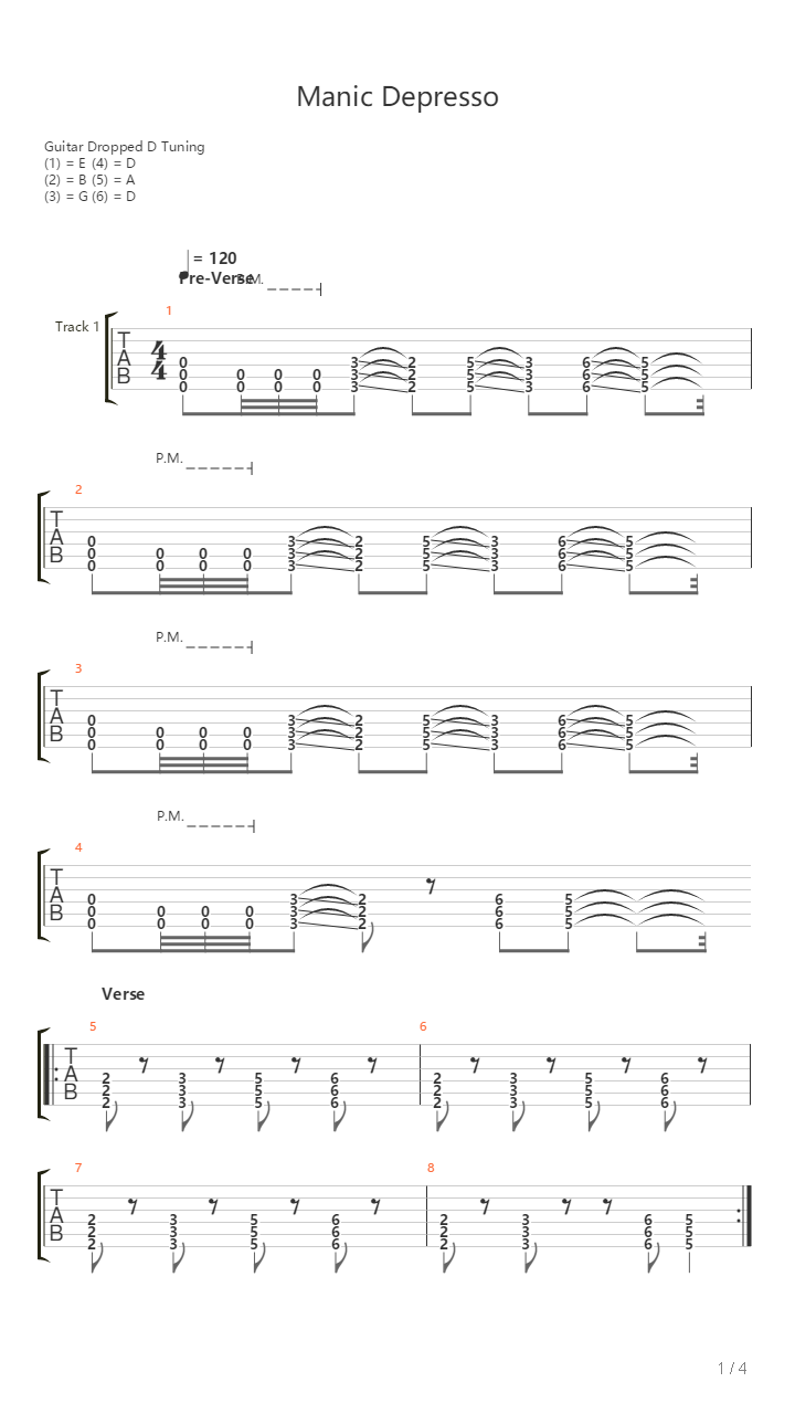 Manic Depresso吉他谱