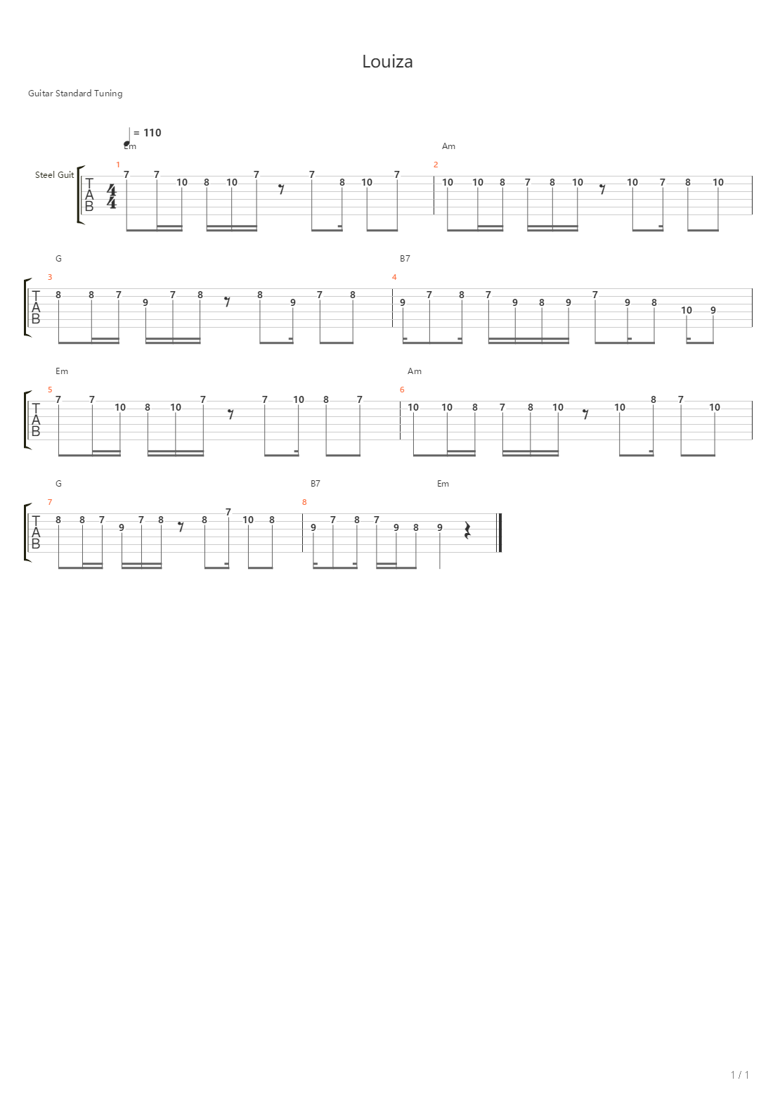 Louiza吉他谱