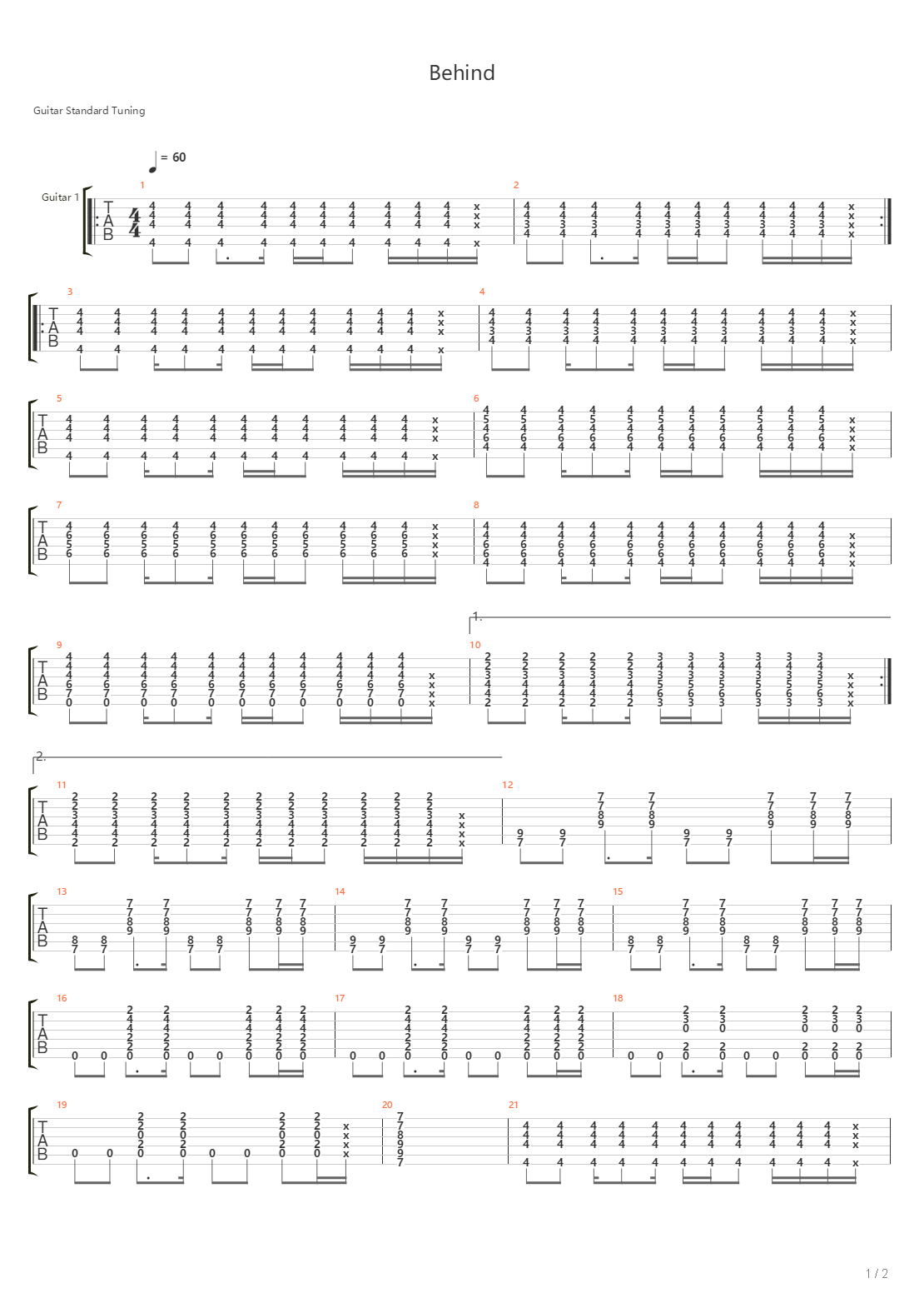Behind吉他谱