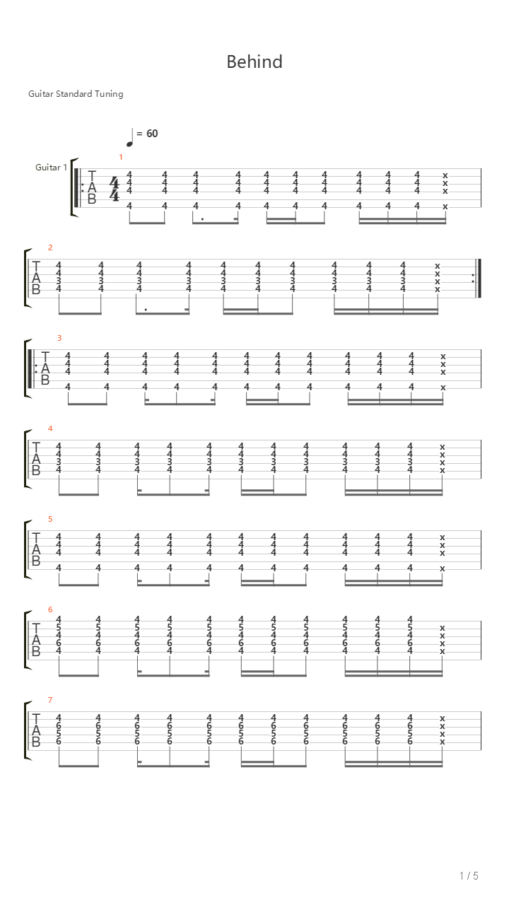 Behind吉他谱