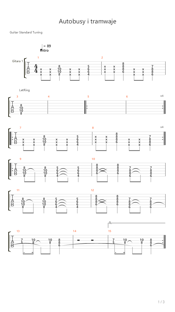 Autobusy I Tramwaje吉他谱