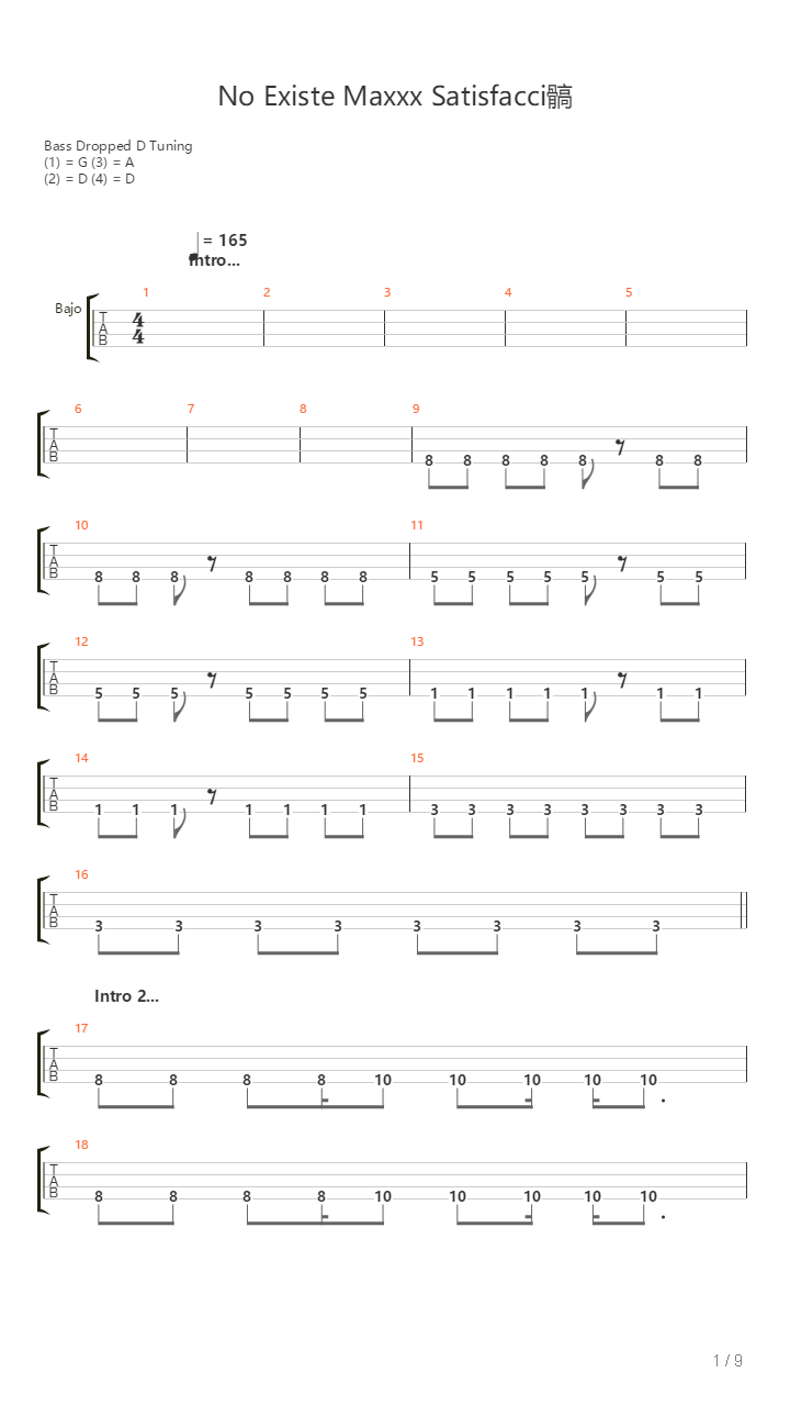No Existe Maxxx Satisfaccion吉他谱